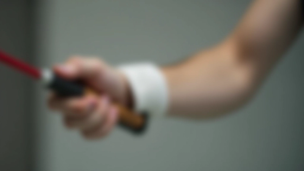 تفاصيل قريبة من يد لاعب تمسك مضرب البادمنتون
